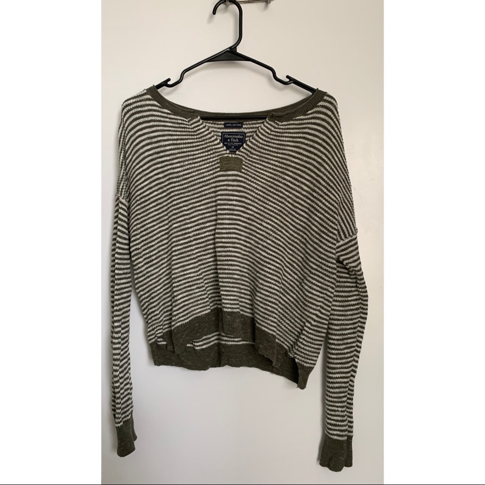 Abercrombie Green/White Striped Sweater US size XS